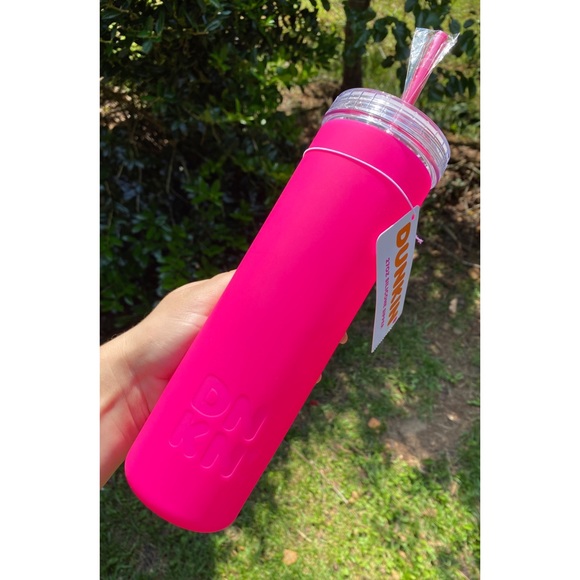 . Dunkin’ Donuts Hot Pink Silicone Sipper Tumbler - Picture 2 of 7